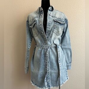 True Religion GEORGIA DENIM SHIRT DRESS  Pearl  Button- Western Denim  Size XS